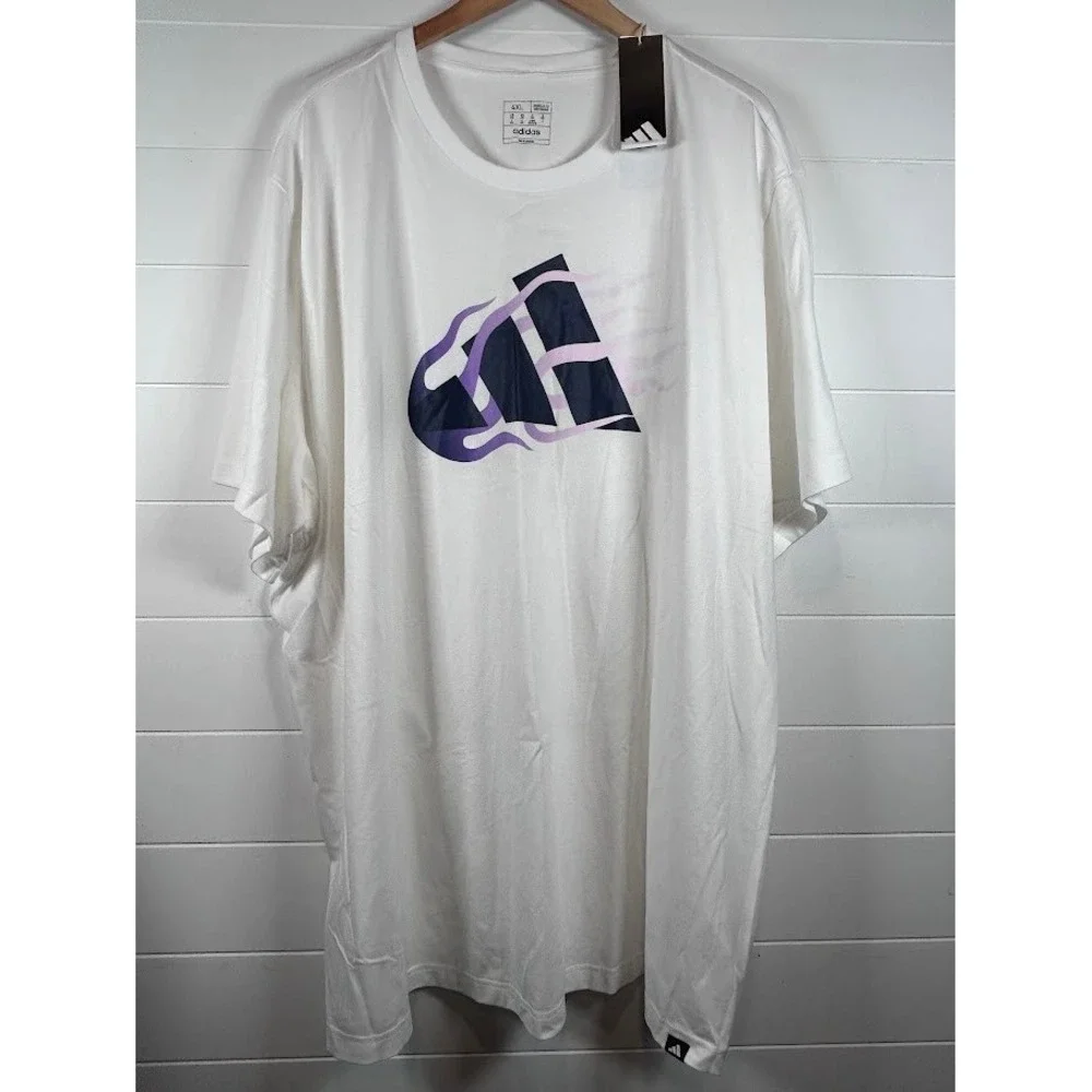 Adidas Men's 4XL White M Flame Tee T-Shirt Multi Sport‎ Regular Fit
